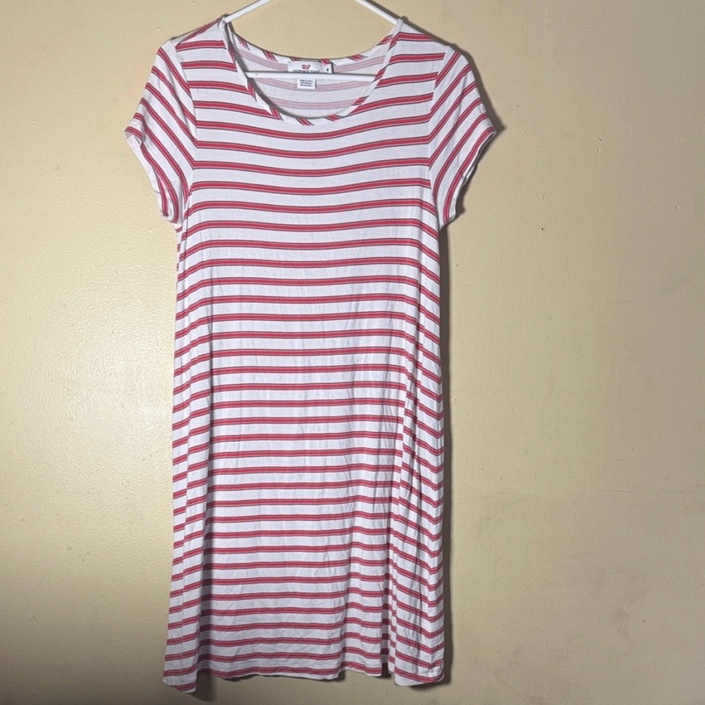 Vineyard Vines Pink White Striped Dress Size M Soft Casual